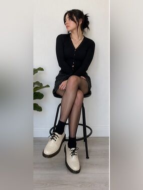Dr. Martens 1461 Glitter Leather Oxfords Ivory Shimmer Shoes US 7
